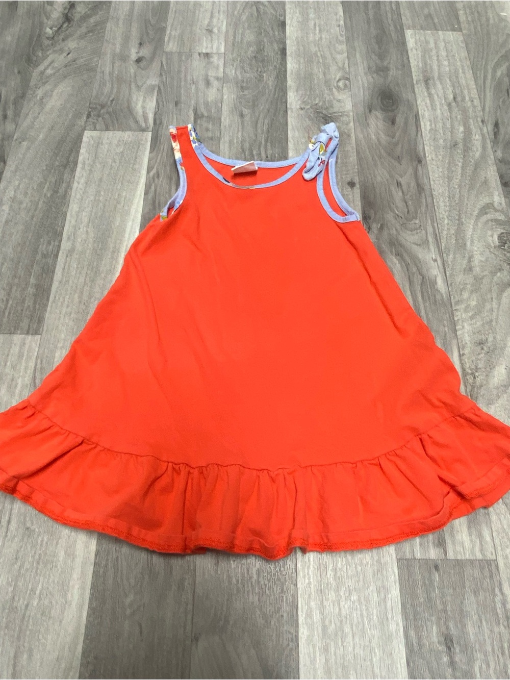 GAP Toddler Crewneck Top in Coral with Light Blue Trim
